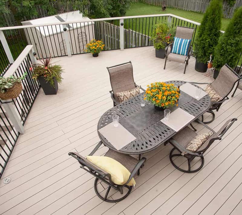 Outdoor deck in the fall