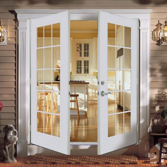 White french doors that open wide