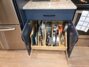 Kitchen Remodel Upgrade Ideas: Organization sheet pan slots inside cabinets