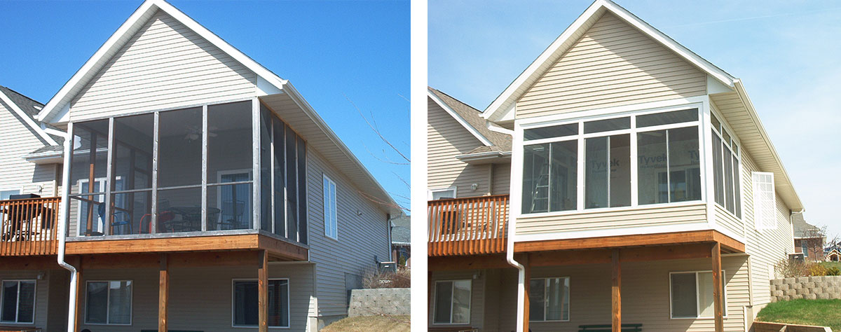 before and after screened in porch