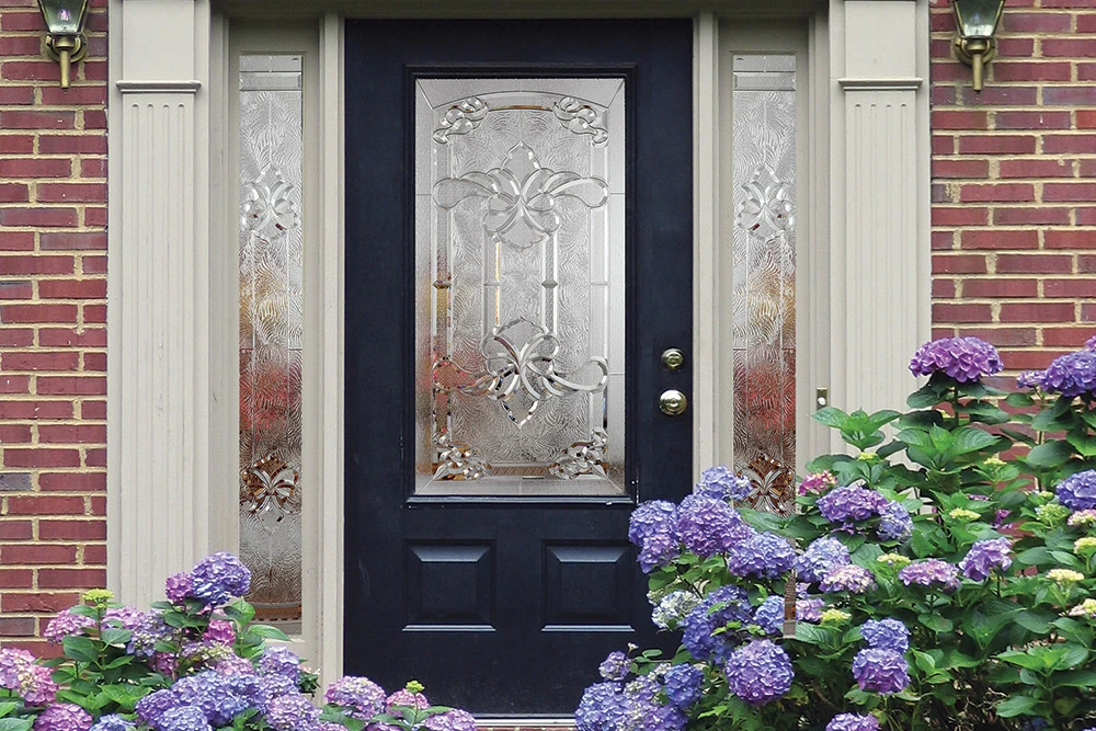 front door home remodel with flowers. hometown restyling