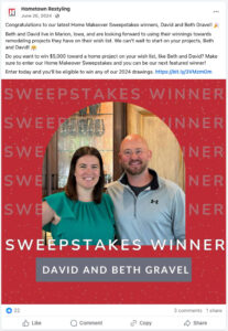 Hometown Restyling Sweepstakes Winners June2024