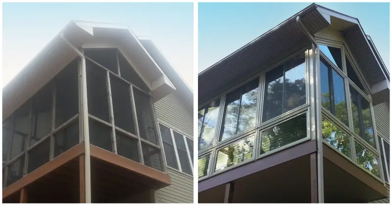 enclosed existing screen rooms Cedar Rapids Iowa City before after 3