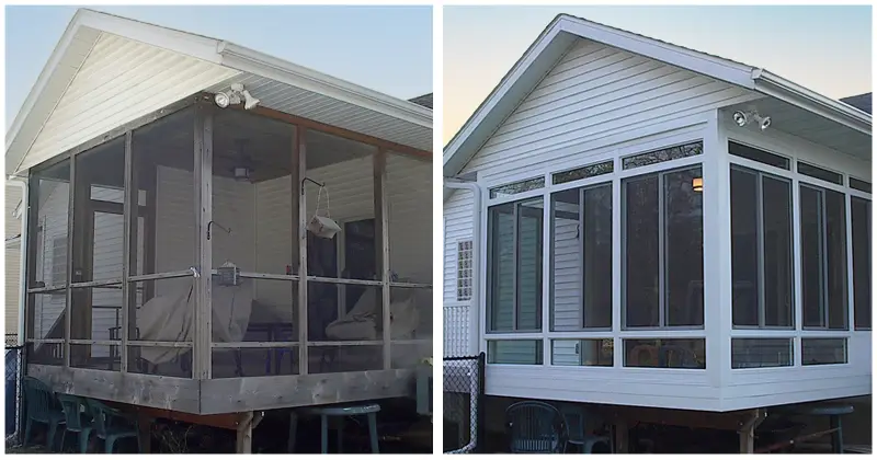 enclosed existing screen rooms Cedar Rapids Iowa City before after 4