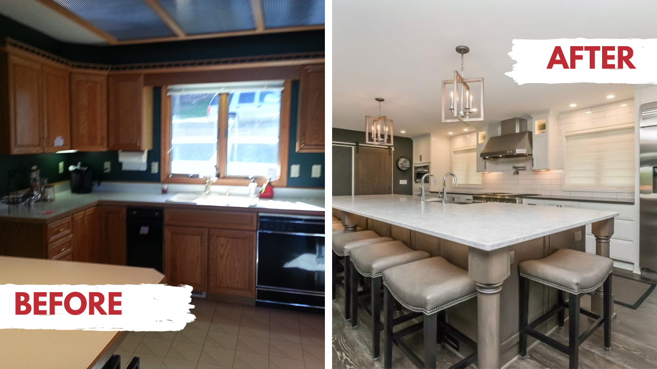 before and after kitchen remodel completed by hometown restyling